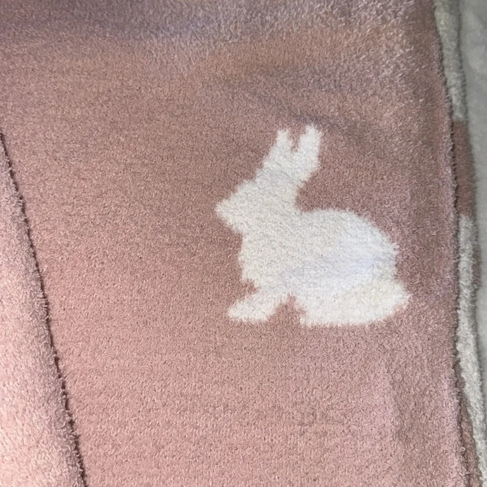The Farmhouse by Rachel Ashwell Feather Knit Pink Easter Bunny Throw Blanket